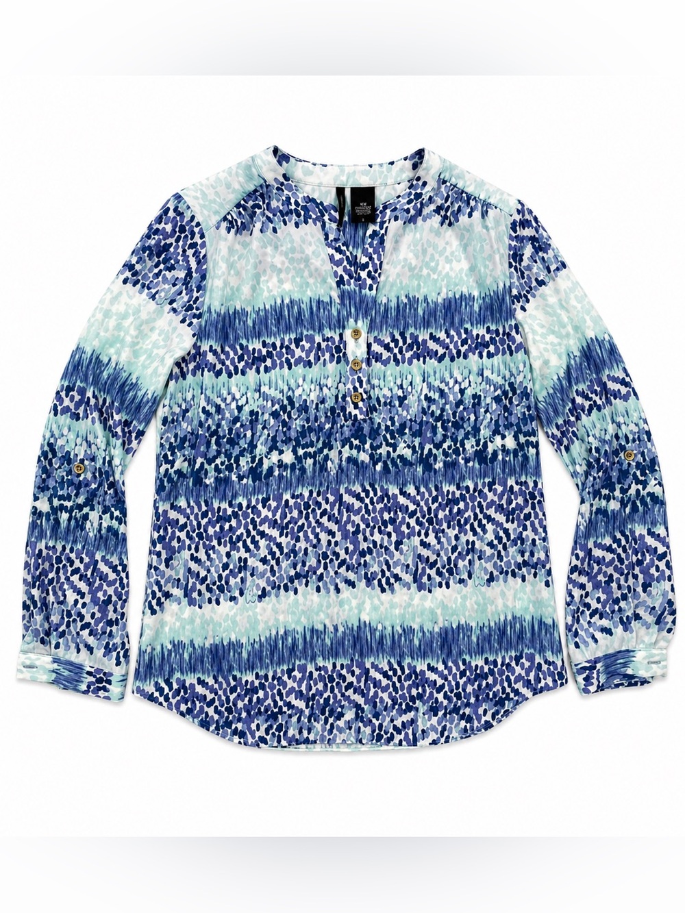 New Directions blue multi colored blouse small